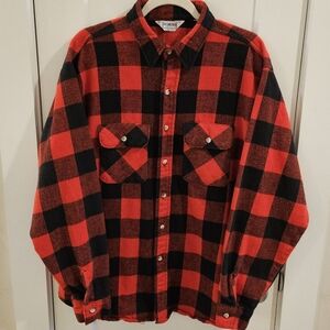 Vintage Five Brother Buffalo Plaid Flannel Shirt - Red & Black - Size XL - USA